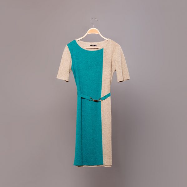 Filipa трикотажное 2-х цветное платье с пояском