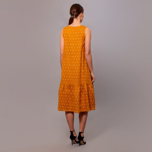 Dilja pure linen dots print dress yellow