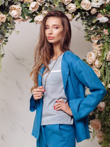 Pure linen jacket Sima and knit top Lili