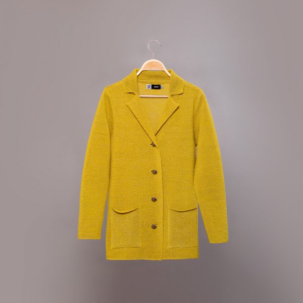 Olivia tekstuurne kootud linane jakk kollane