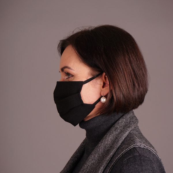 Pure linen face mask reusable black
