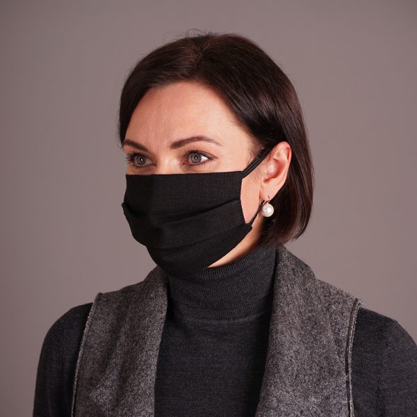 Pure linen face mask reusable black