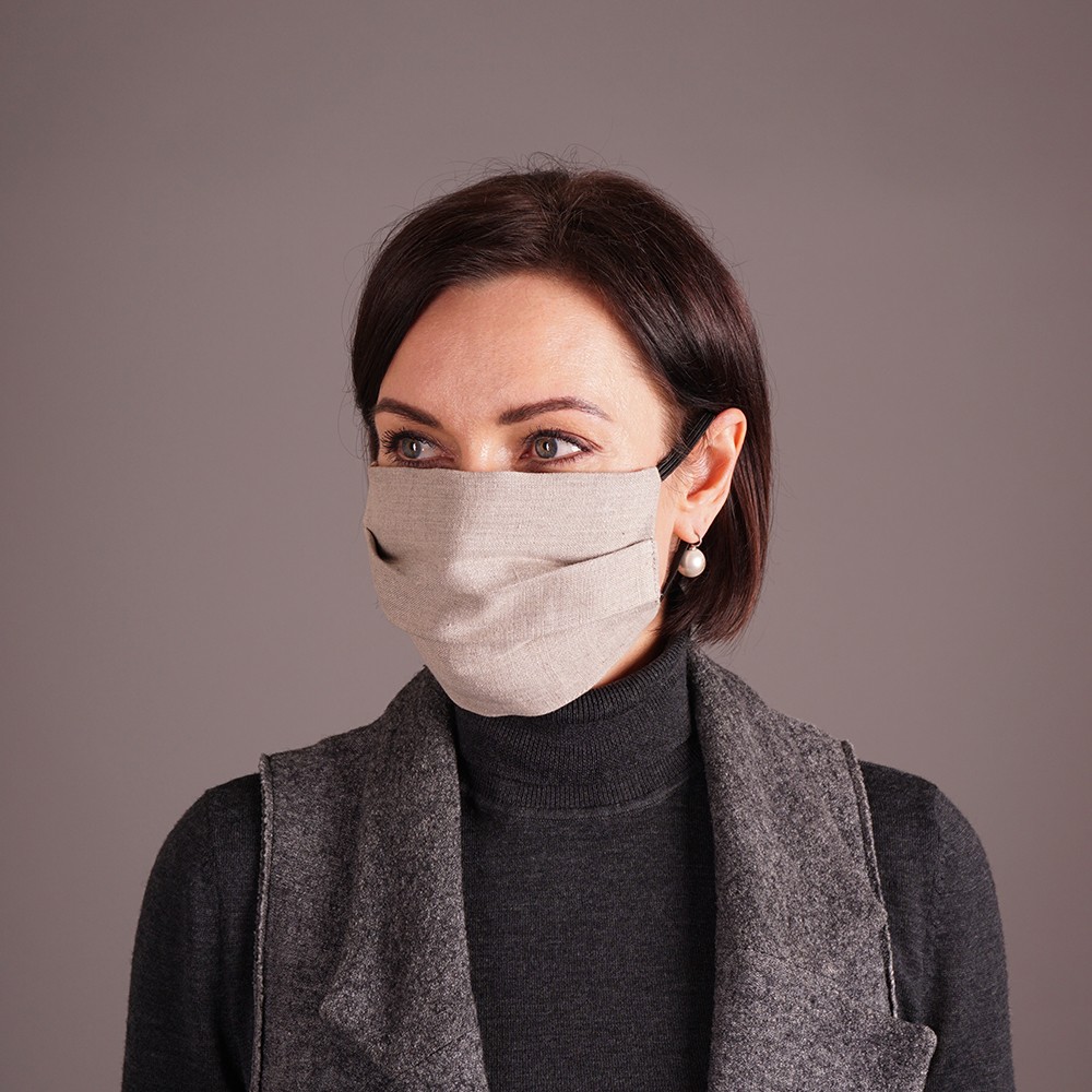 Pure natural linen face mask reusable grey