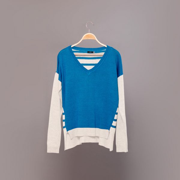 Loviz тонкий полосатый пуловер цвета голубая лагуна