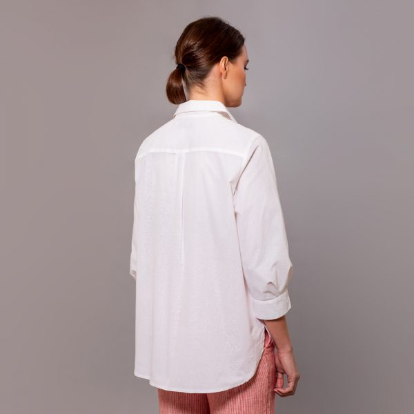 Dominica cotton long sleeve relaxed fit white shirt