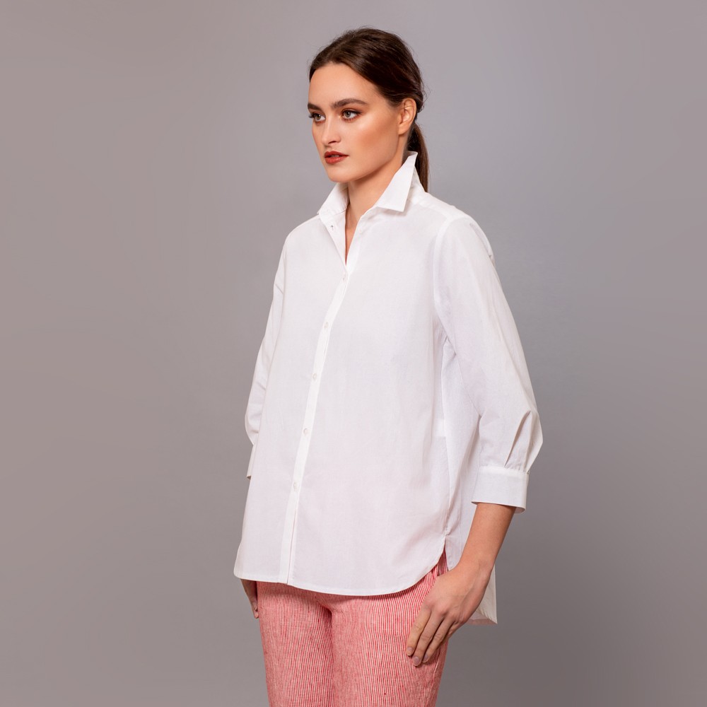 Dominica cotton long sleeve relaxed fit white shirt