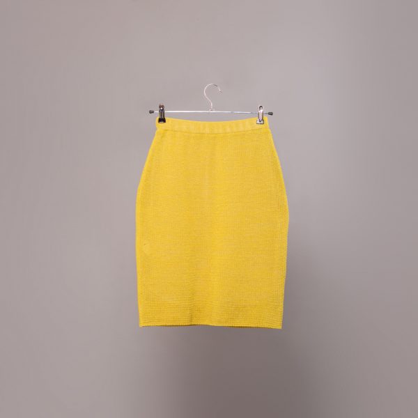 Olivia льняная юбка до колена текстурной вязки жёлтого цвета