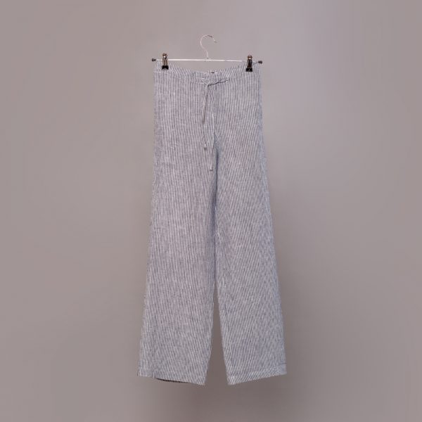 Vassa pure linen pants with blue stripes