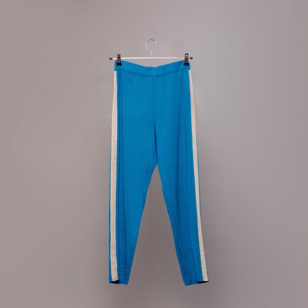 Jenna knitted trousers with side band blue lagoon