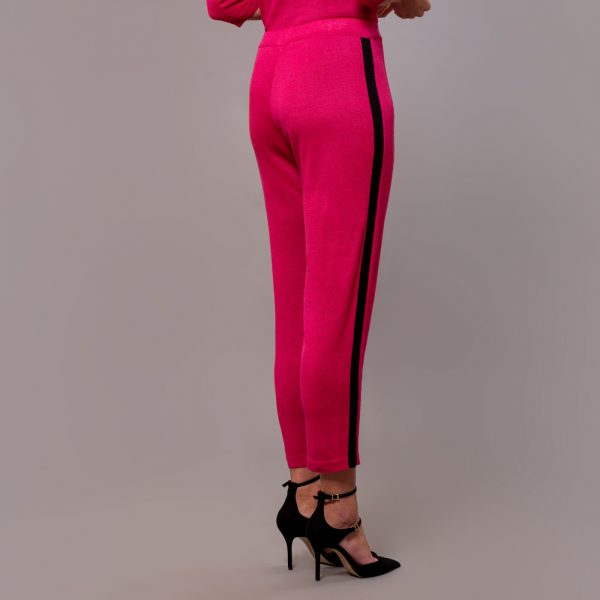 Jenna knitted trousers with side band fuxia