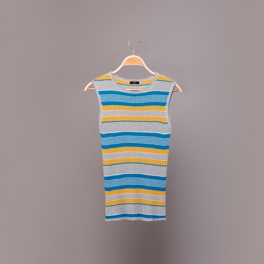 Vt079-Taina-blue lagoon-viscoose-top (3) Taina sleevless striped rib-knit top blue lagoon