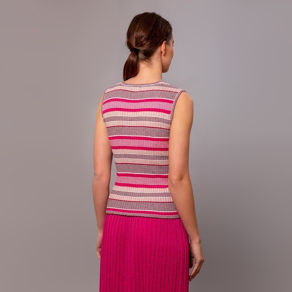 Vt079-Taina-fuxsia-visciise-top (1) Taina sleevless striped rib-knit top fuxia