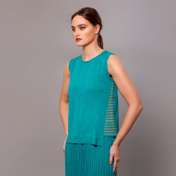 Luna sleevles knit top turquoise