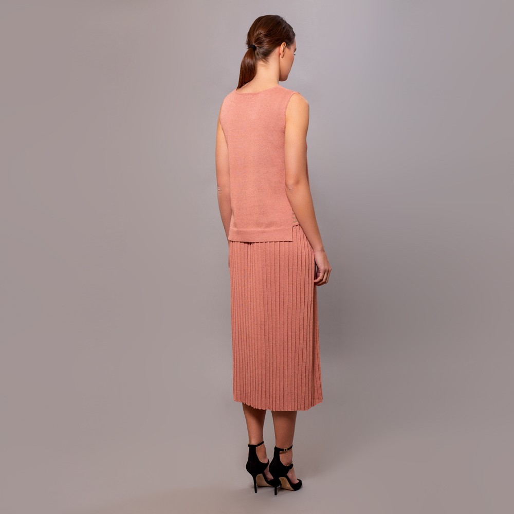 Vt081+sk108-flamingo-viscoose-top+skirt (5) Linja юбка плиссе цвета фламинго