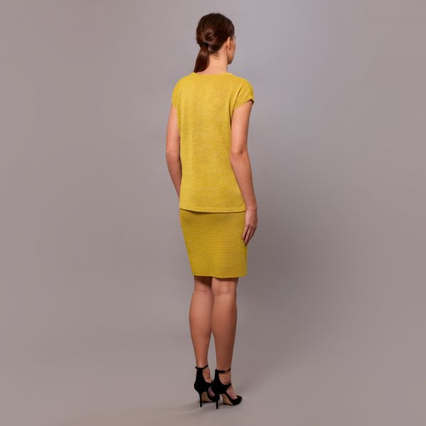 Olivia льняная юбка до колена текстурной вязки жёлтого цвета
