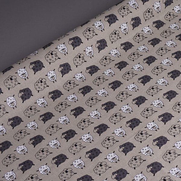 Sheep print natural linen fabric