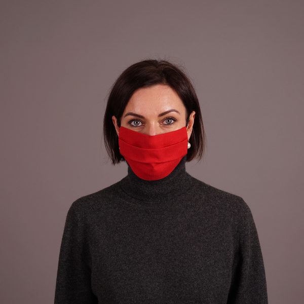Pure linen face mask reusable red