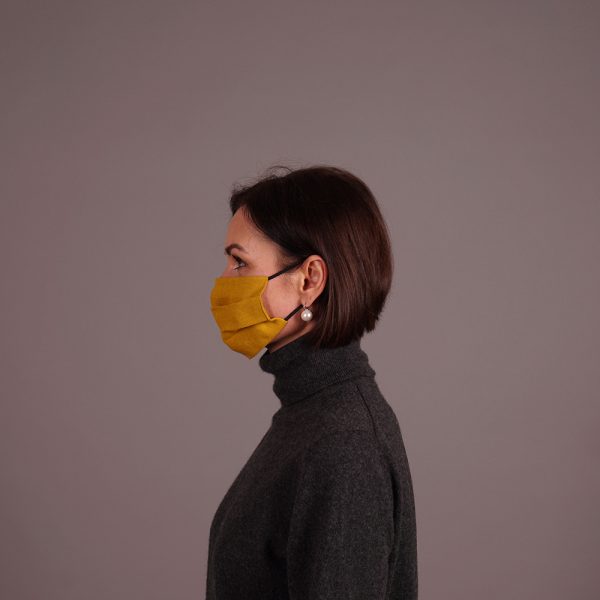 Pure linen face mask reusable yellow