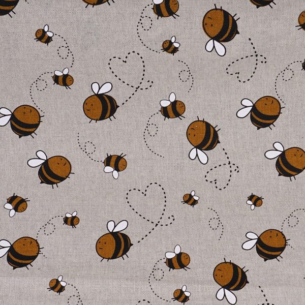 Полульняная ткань с принтом пчелы