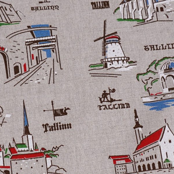 Tallinn print natural linen fabric