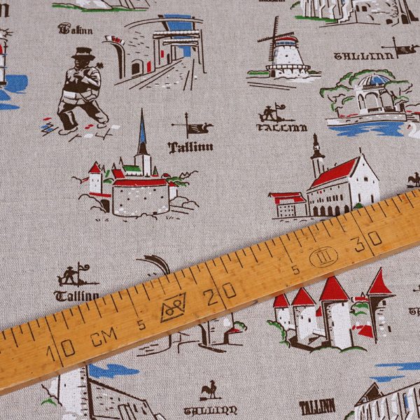Tallinn print natural linen fabric