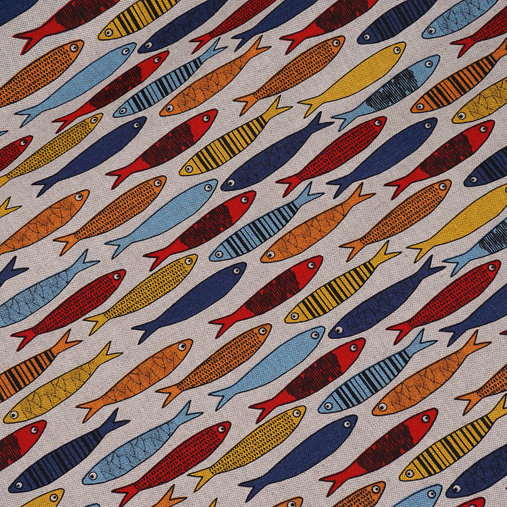16-fish-print linen fabric crop