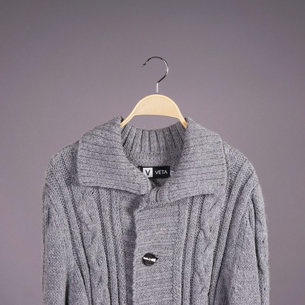 Rik wool blend cable gray cardigan