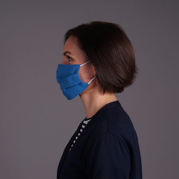 Льняная маска многоразового использования небесно-синего цвета