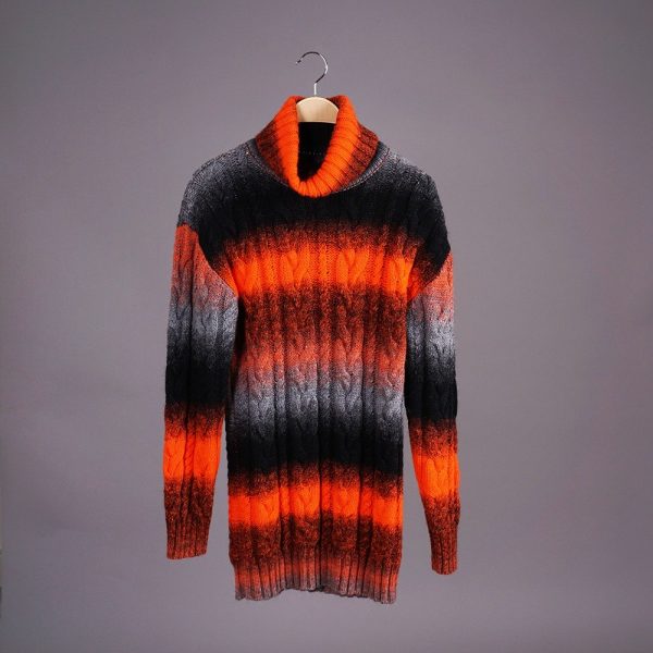 Bruce wool blend orange / black / gray high-neck sweater