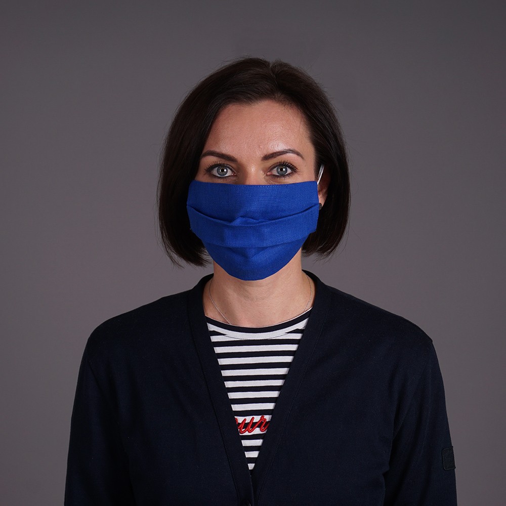 Льняная маска многоразового использования ярко-синего цвета