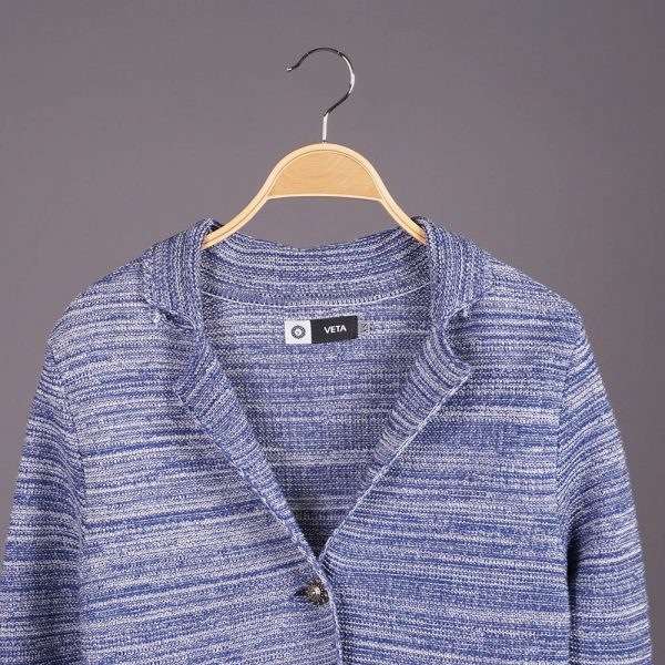 Olivia textured knit linen cardigan blue
