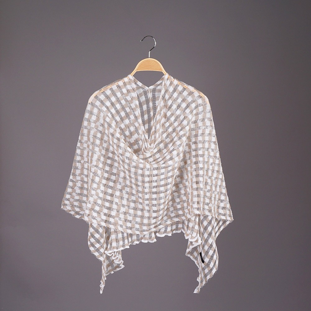 Nensi Square light Pure Linen Poncho natural white