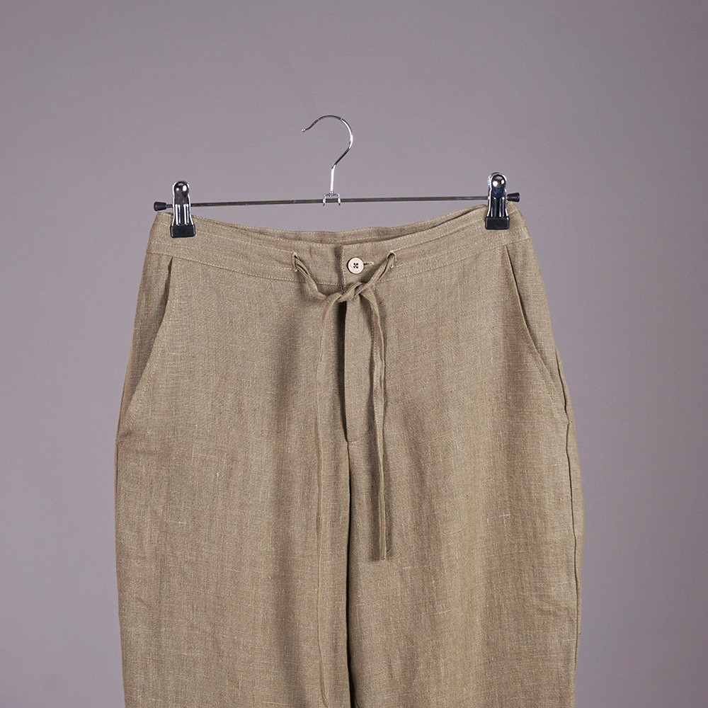TR060-Tomson-Khaki Tomson Pure Linen Trousers khaki