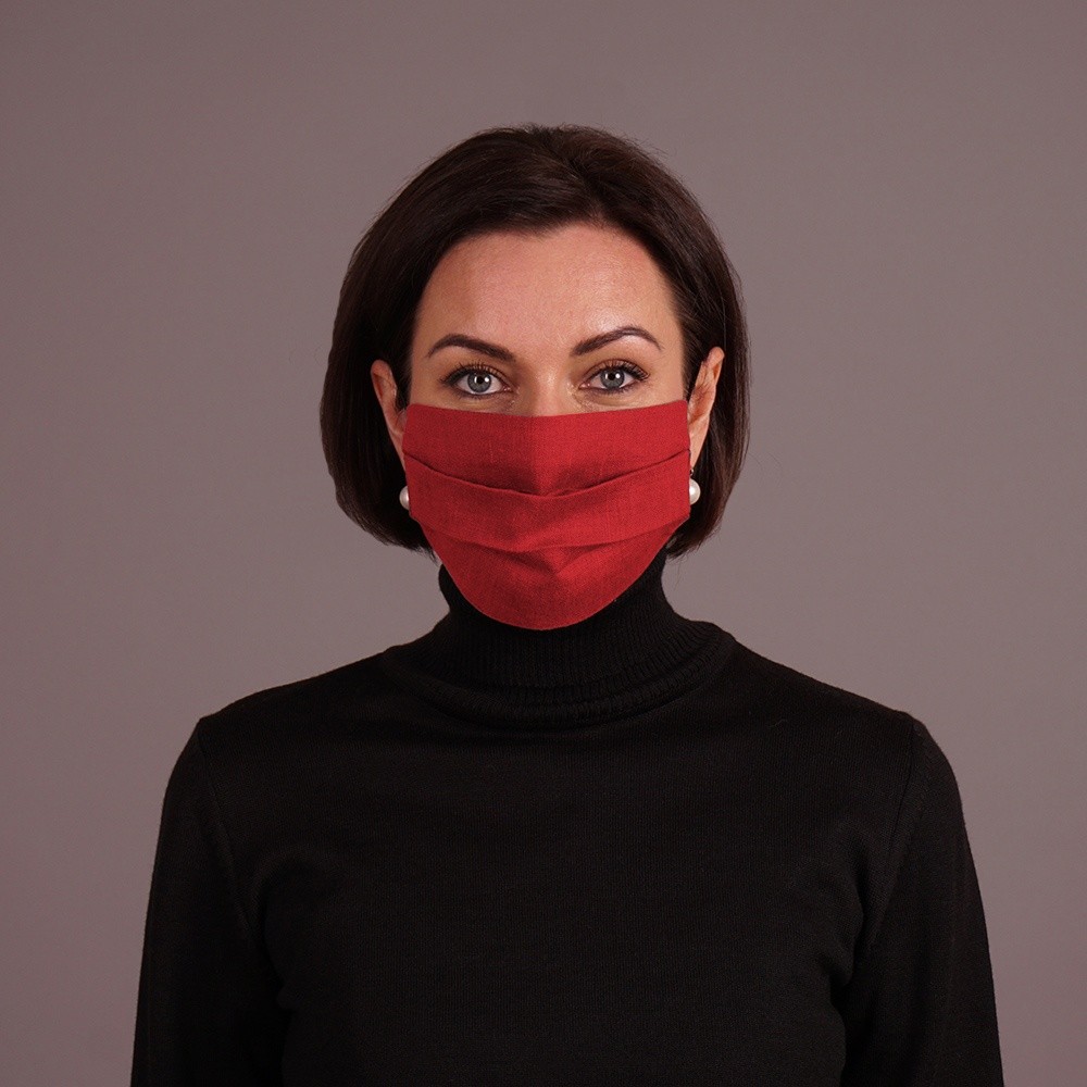 mask-red-FRONT Linasest kangast kahekihiline näomask bordo