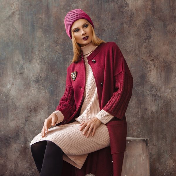 Adelina wool burgundy coat