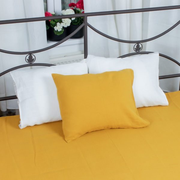 Yellow soft linen bed sheet