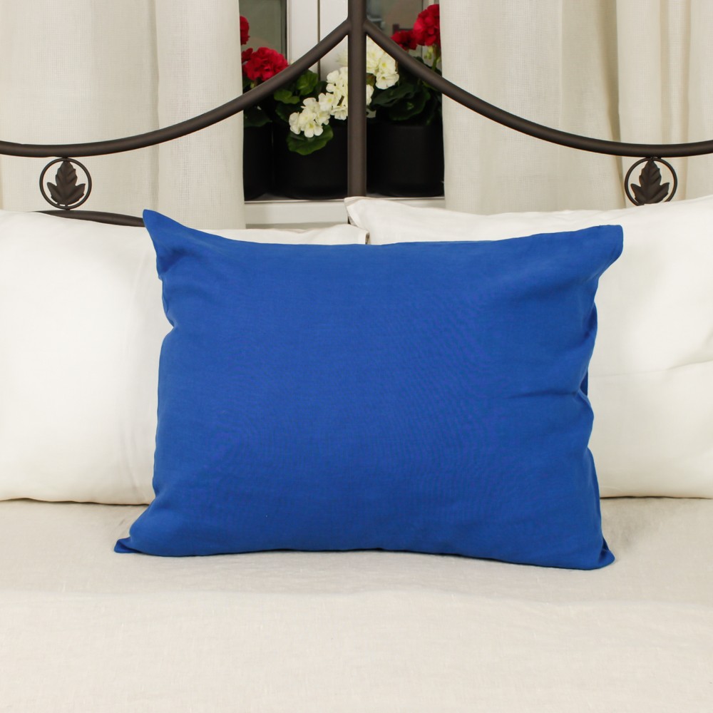 Soft pure linen blue pillowcase
