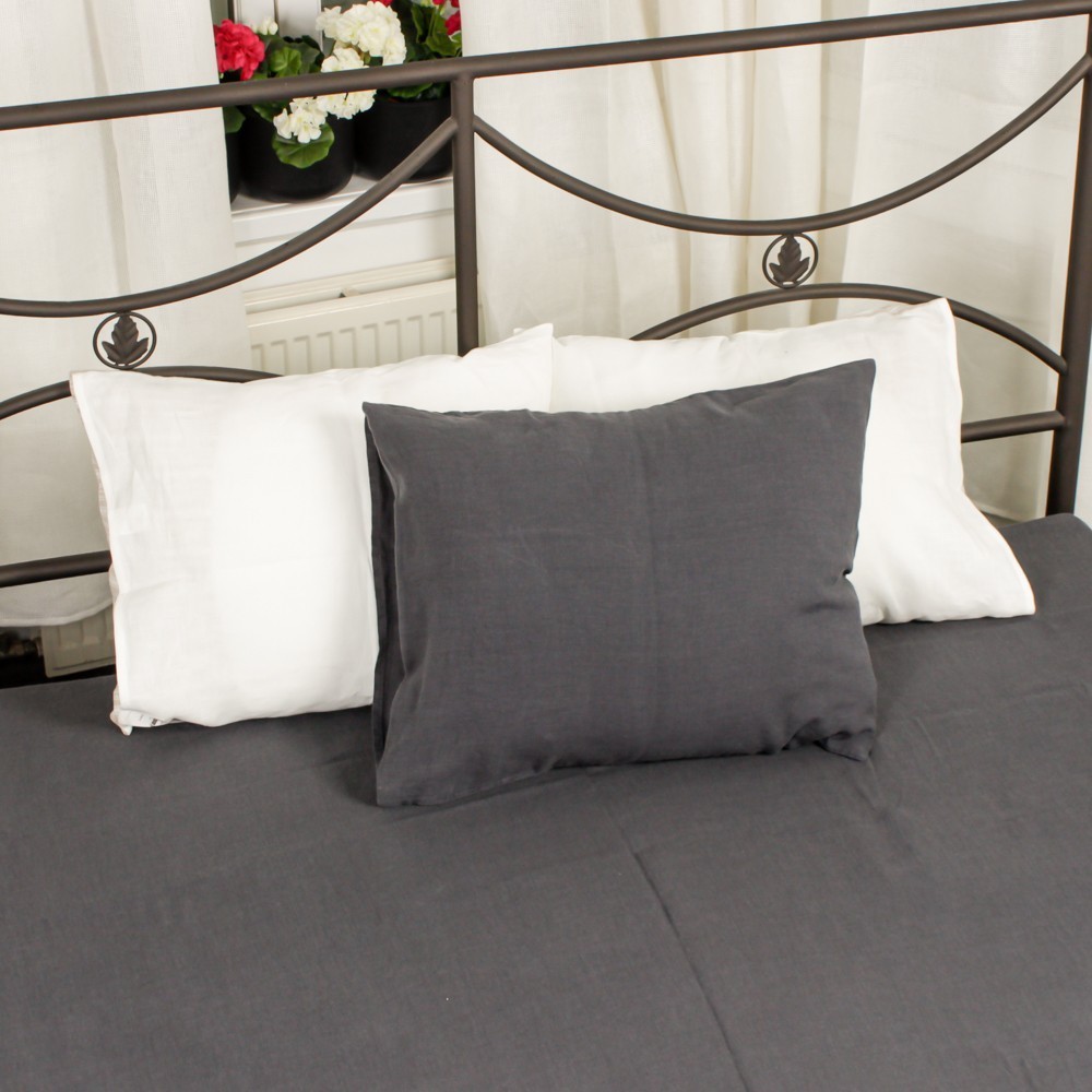 Dark gray soft linen bed sheet