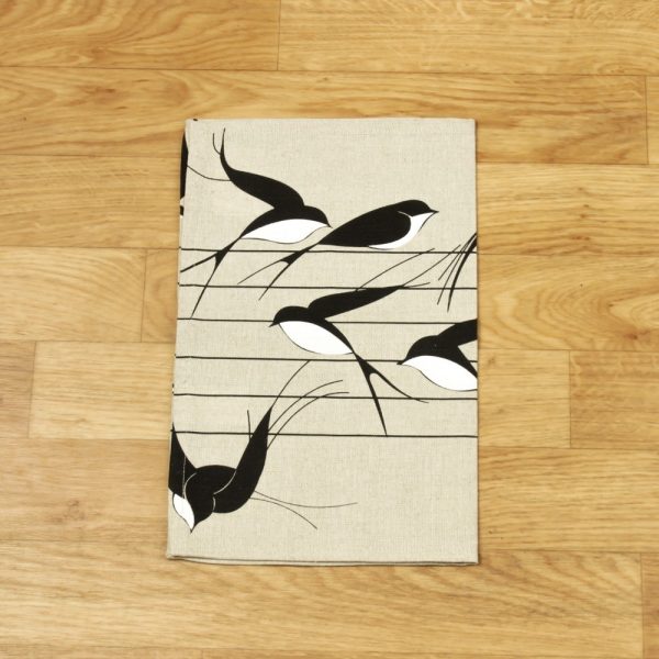Birds print linen kitchen towel