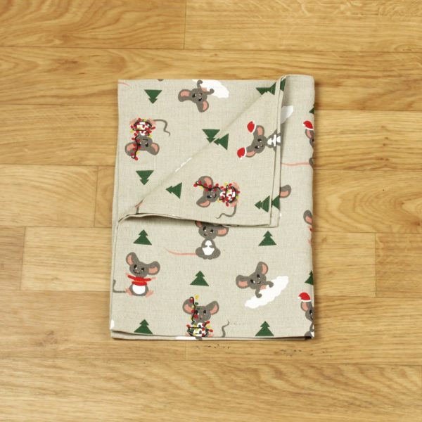 Christmas mouses print linen kitchen towel