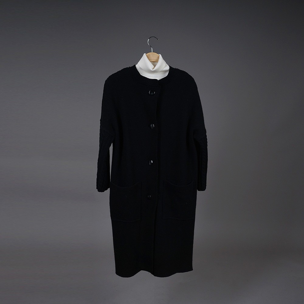 Adelina wool black coat