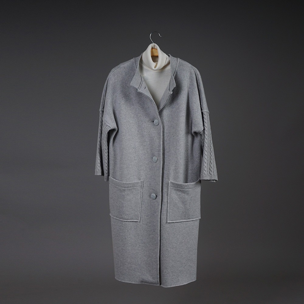 Adelina wool light gray coat