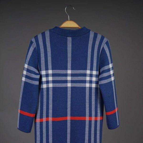 Tara long sleeve wool knit dress blue
