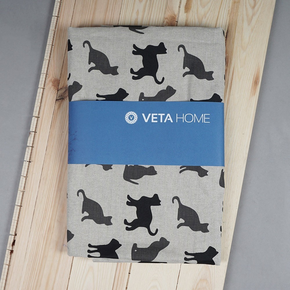 LL001 cats shadows (1) Скатерть с принтом "Коты" натурального цвета