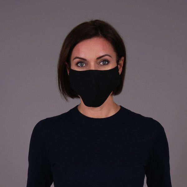 Black linen reusable mask with your company logo