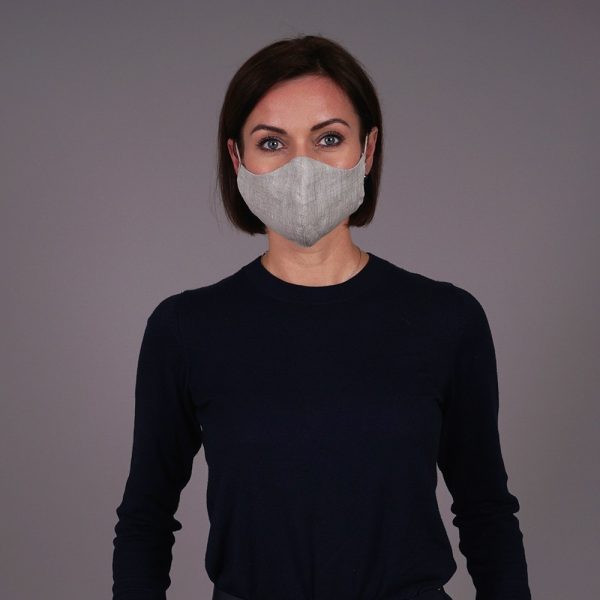 Pure natural linen face mask reusable natural grey