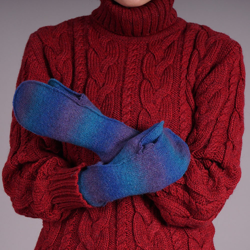Adelina unisex wool blend mittens blue-violet