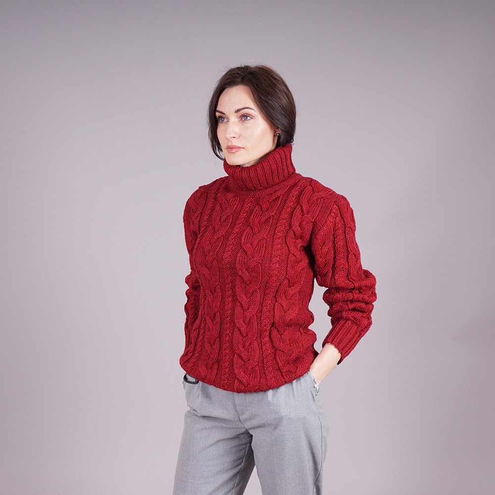 Bruce high-neck wool blend burgundy sweater