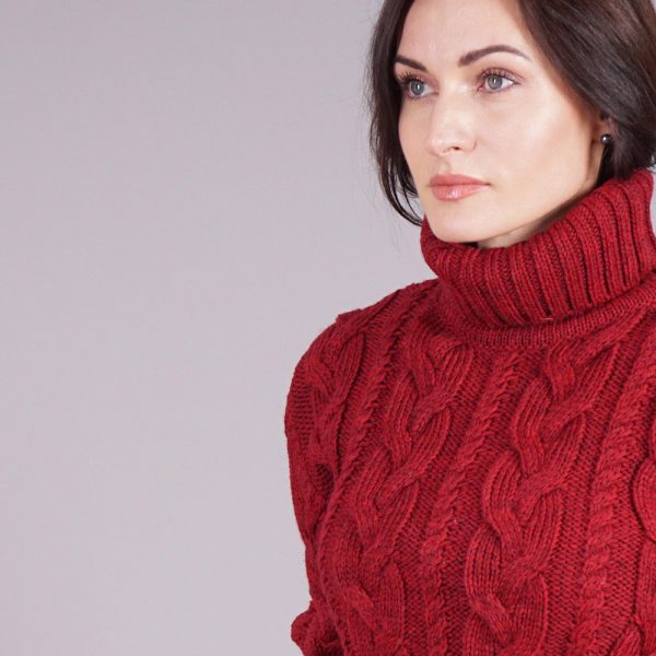 Bruce high-neck wool blend burgundy sweater