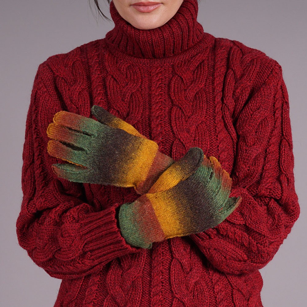 Adelina unisex wool blend gloves brown-green